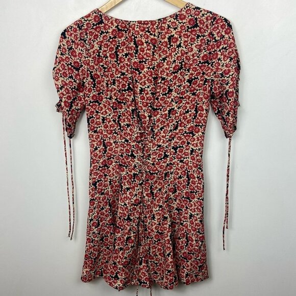 NWT Free People Lace Up Mini Dress Black Red Floral Size Small‎ Revolve Bohemian - Picture 7 of 13